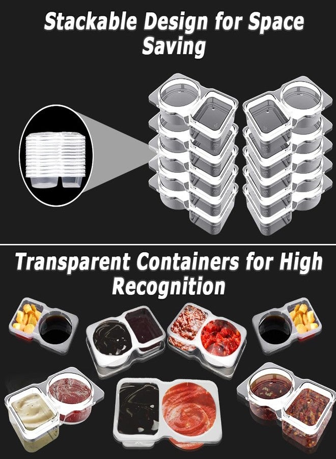 SEILETOO 40 Set Double Compartment Snack Containers, Reusable Double Condiment Containers with Lids, Grab and Go Snack Containers for Travel, Refridge, Portion Control, Lunchable Container Diping Case - Image 2